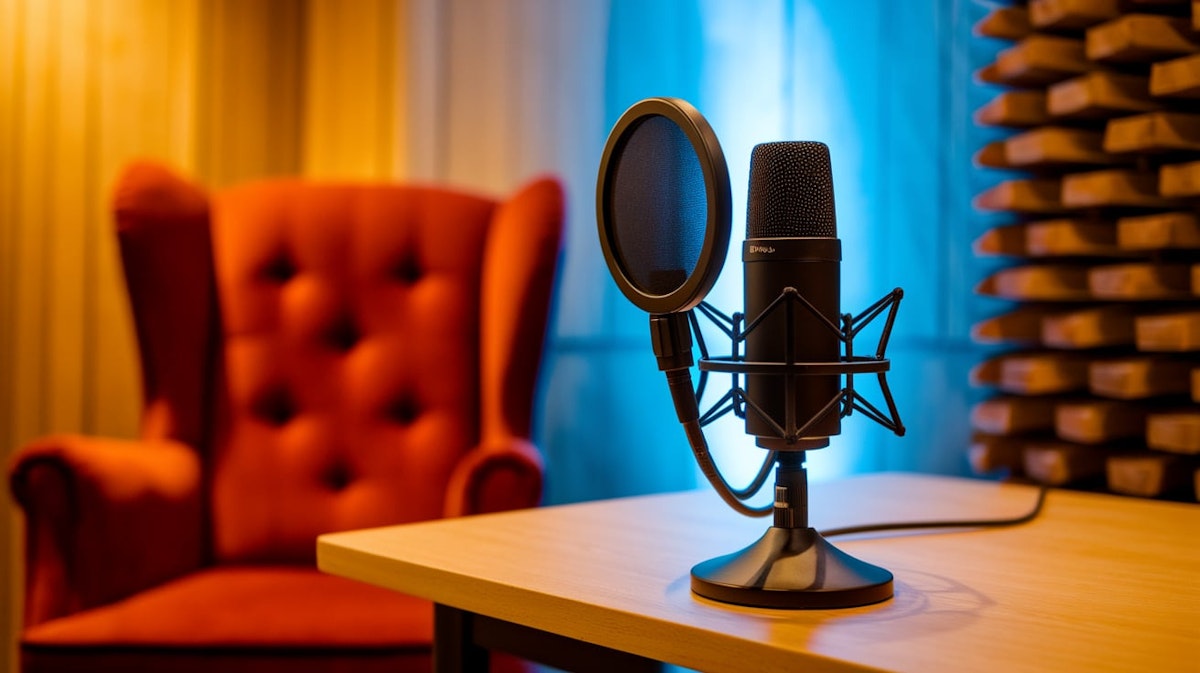 Professional voice recording studio setup
